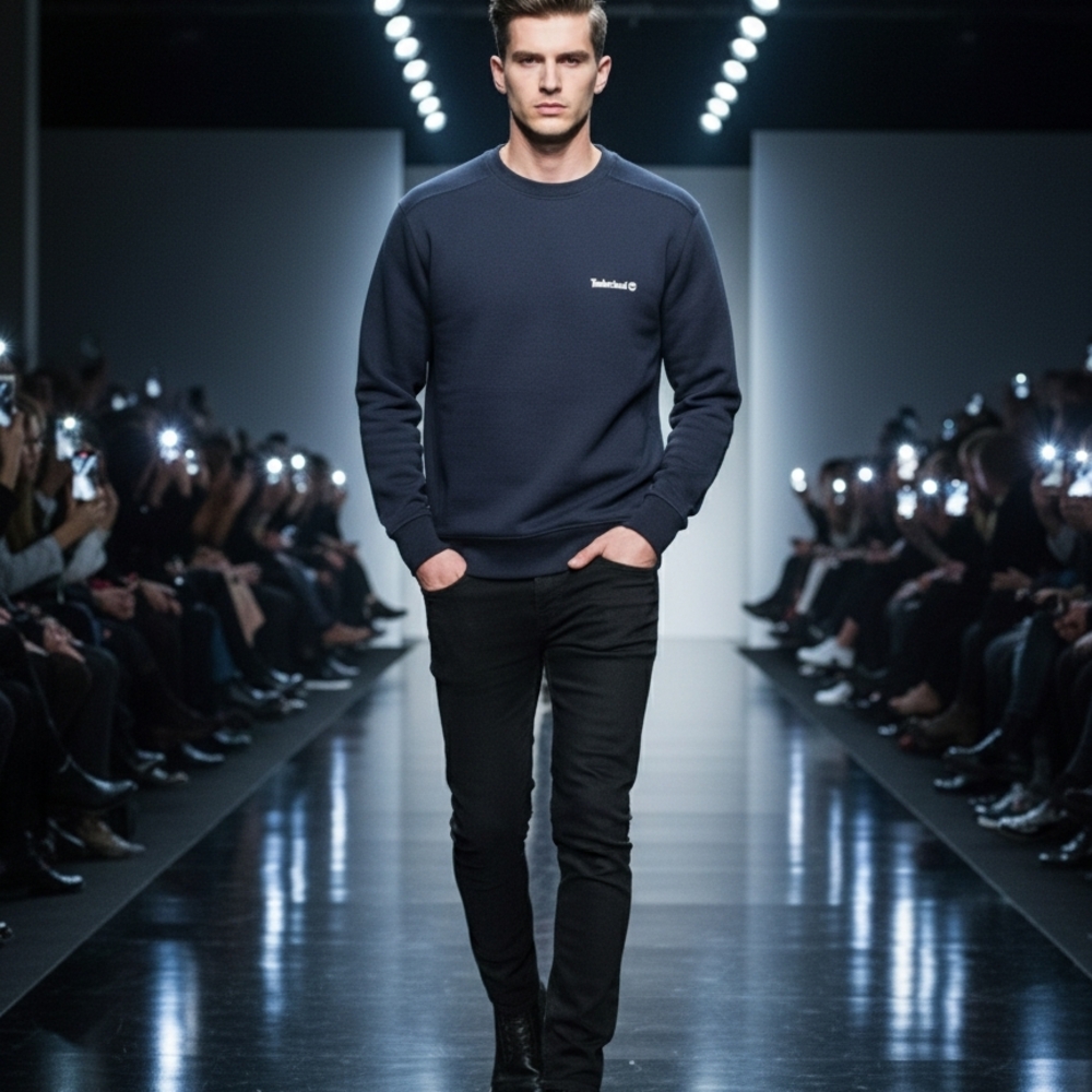 ​Timberland Men's Classic Logo Crewneck Sweatshirt | Navy Blue | Size: L